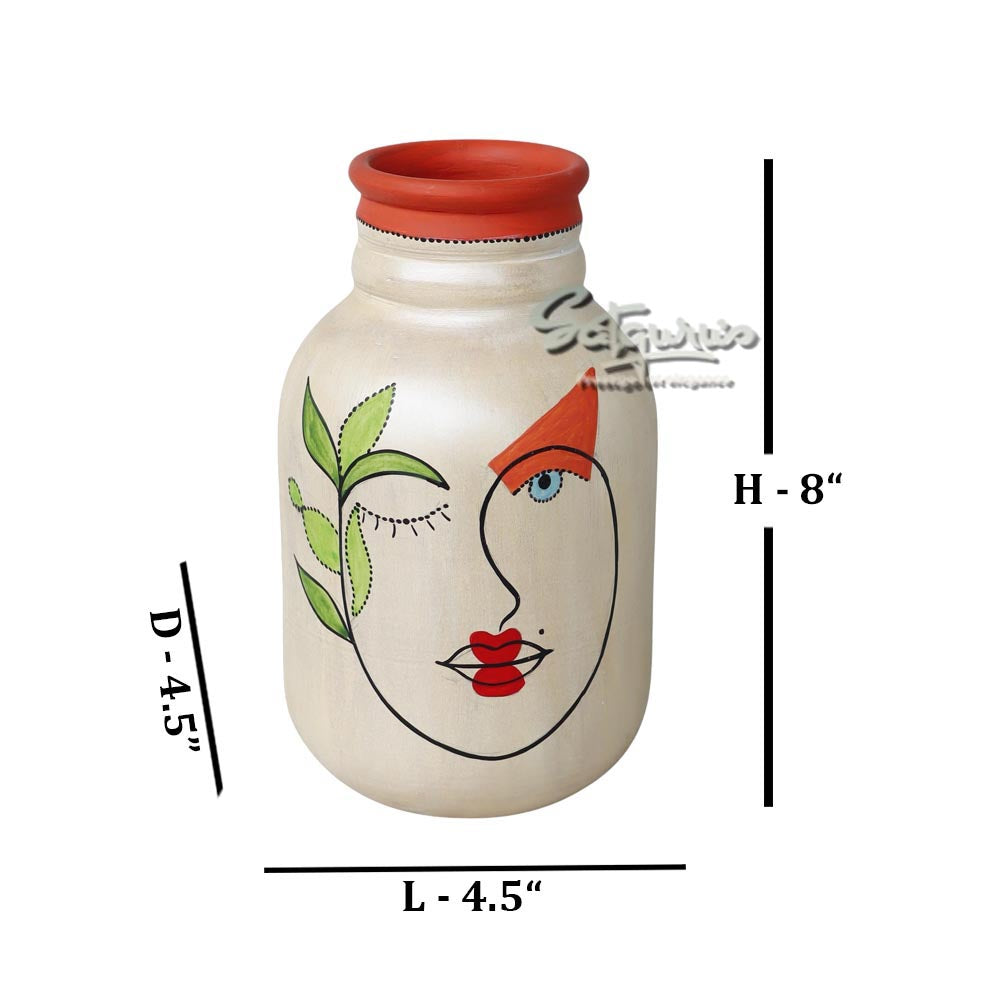 Hand Painted Face Art Decorative Vase by Satgurus