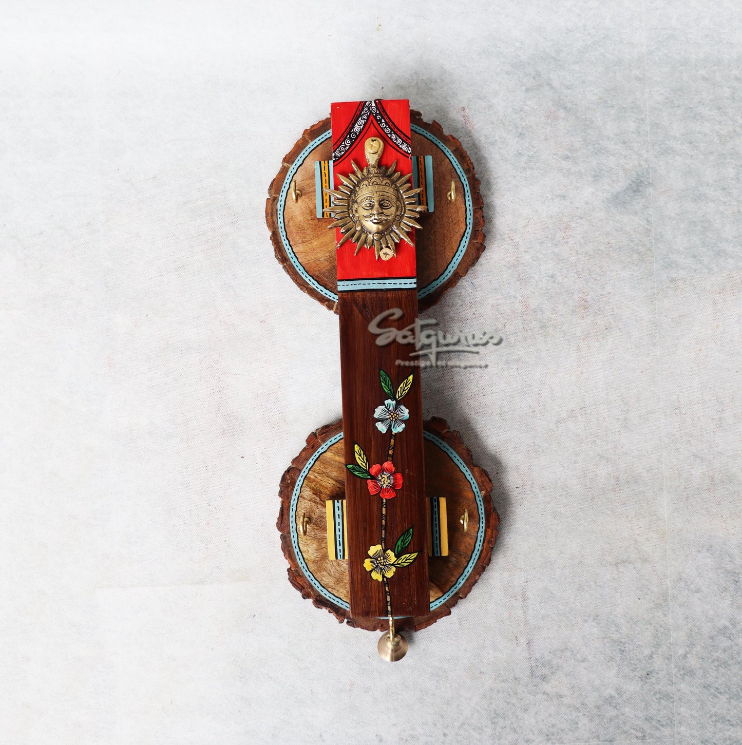 Wooden Keychain With Brass Motif by Satgurus