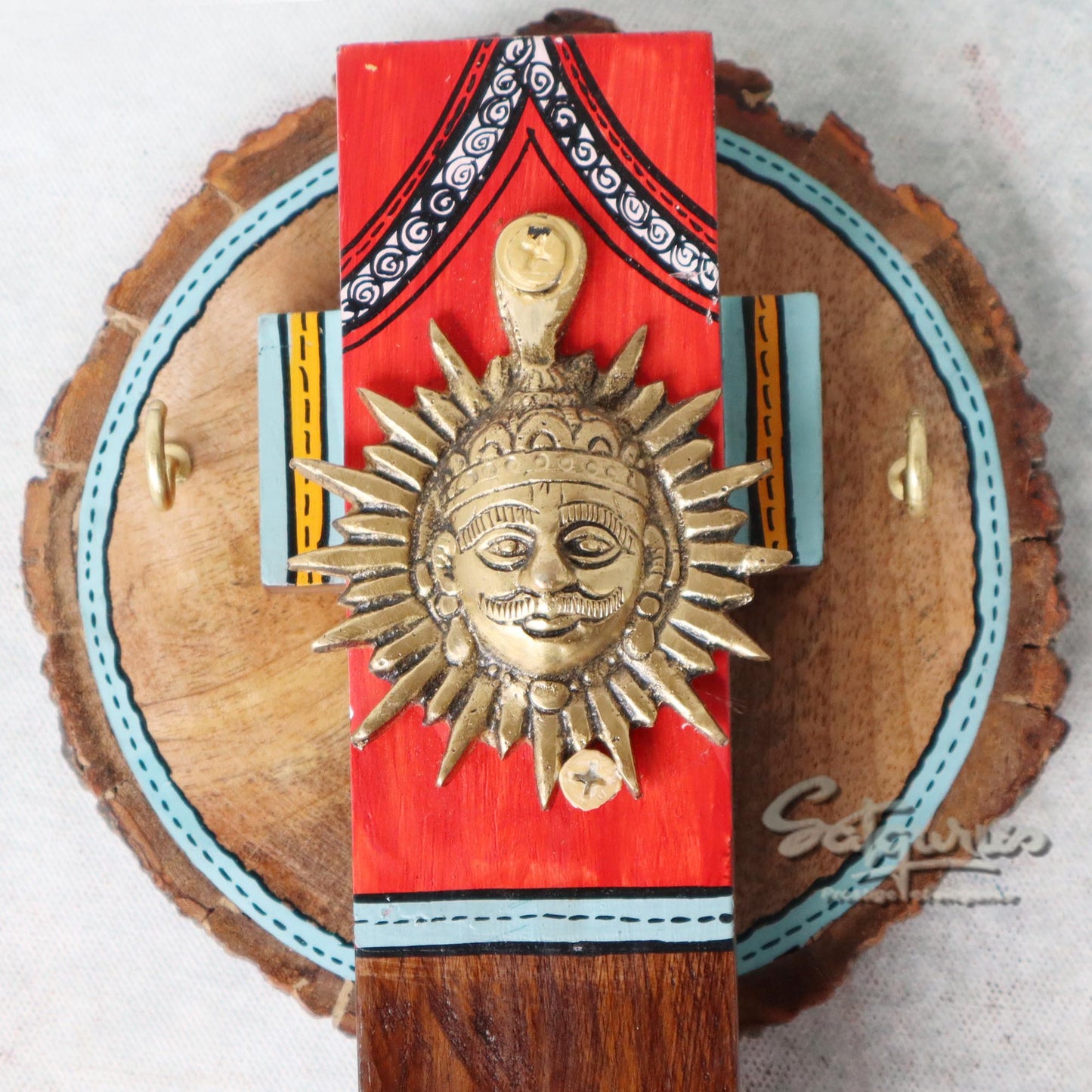 Wooden Keychain With Brass Motif by Satgurus