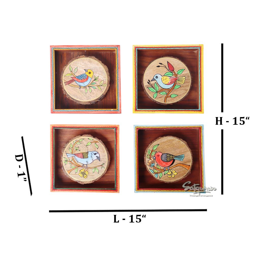 Set Of 4 Cleo Wall Décor Birds Paintings by Satgurus