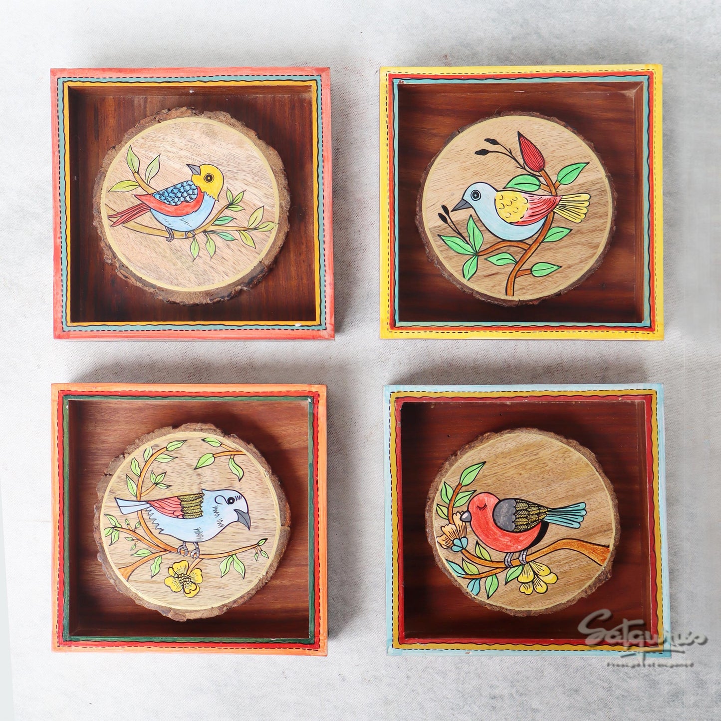 Set Of 4 Cleo Wall Décor Birds Paintings by Satgurus