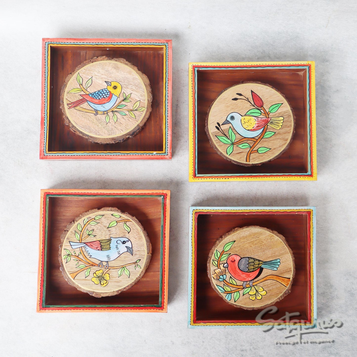 Set Of 4 Cleo Wall Décor Birds Paintings by Satgurus