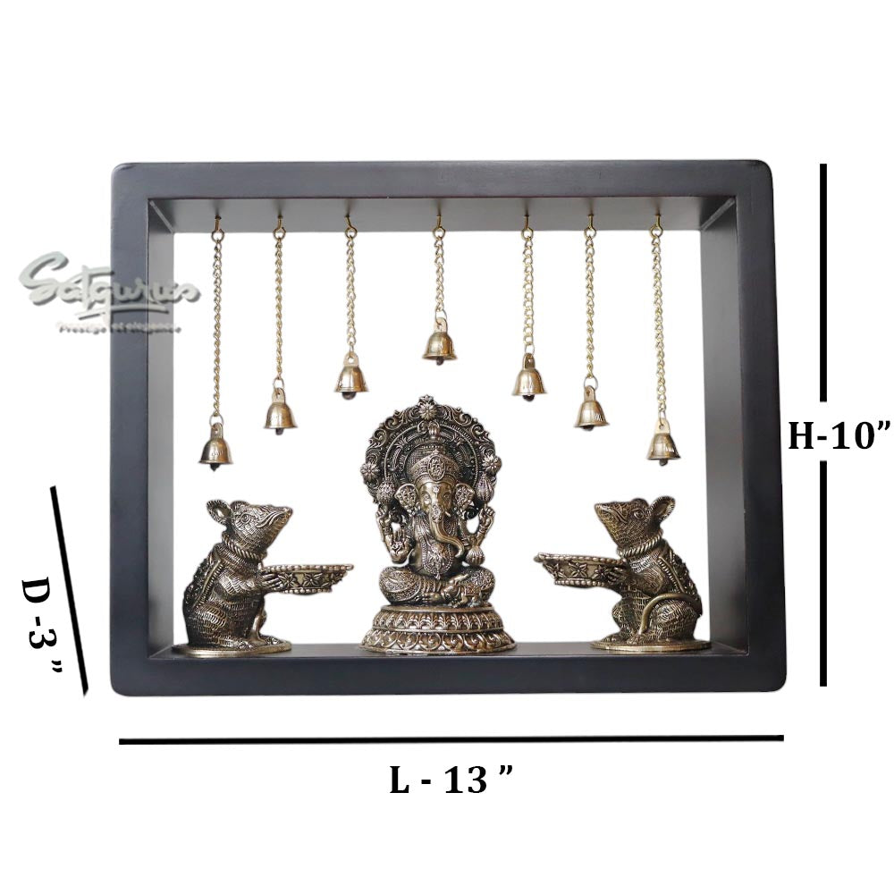 Ganesh With Rats In Frame by Satgurus