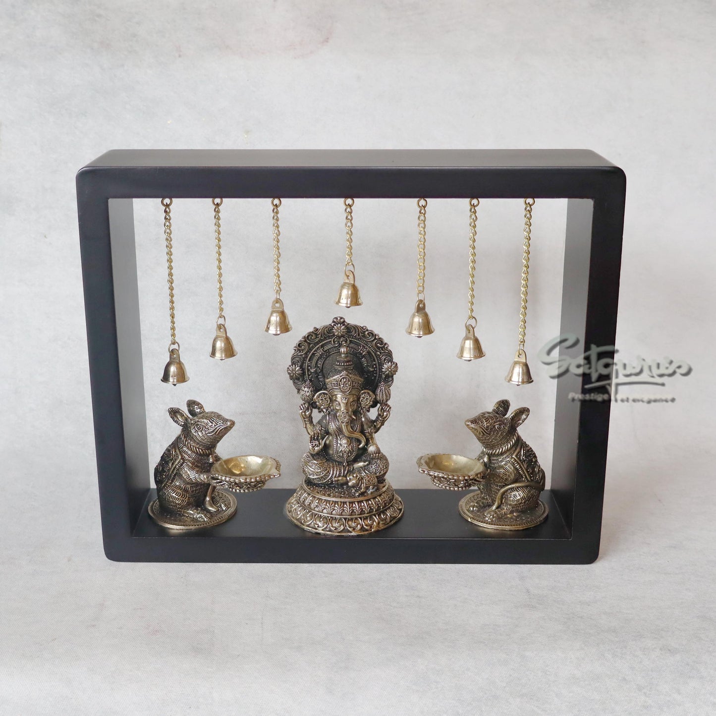 Ganesh With Rats In Frame by Satgurus