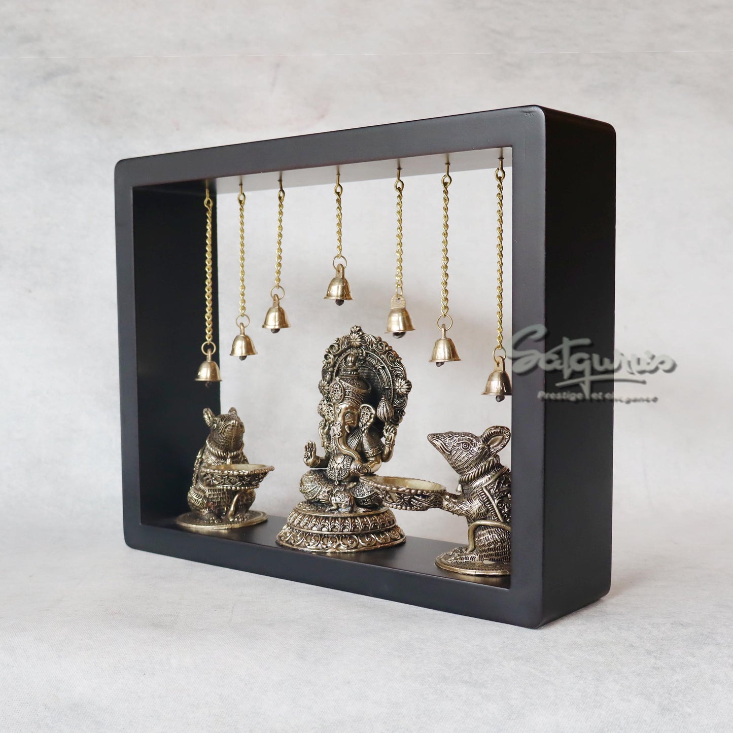 Ganesh With Rats In Frame by Satgurus