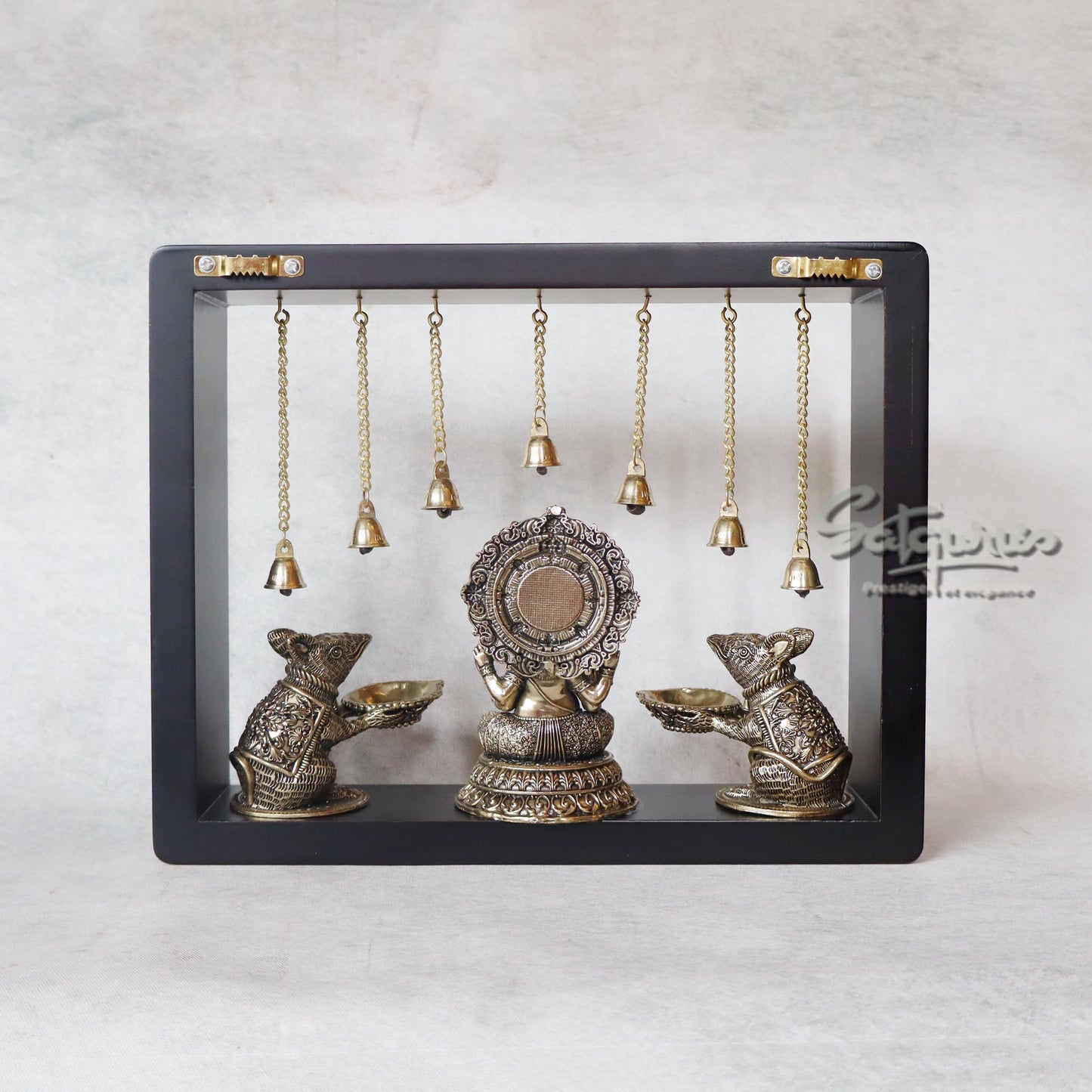 Ganesh With Rats In Frame by Satgurus