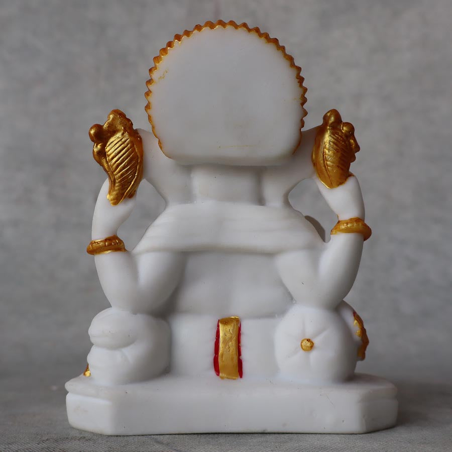 White Marble Fin Ganesha By Satgurus
