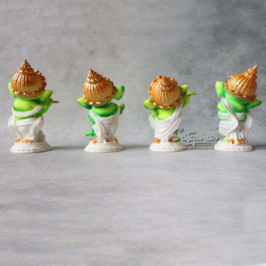 Dancing Ganesha Set Of 4 Green By Satguru's
