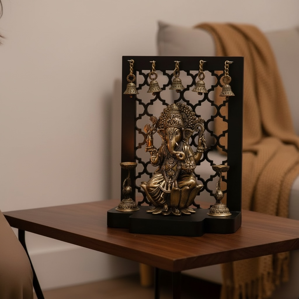 Kamal Ganesha in Frame With Diya By Satgurus