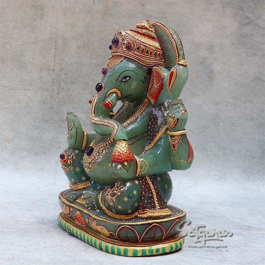Green Jade Stone Ganesh By Satgurus