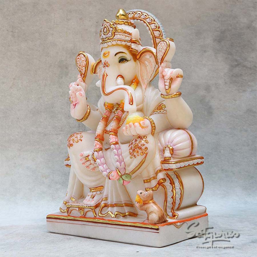 Marble Singhasan Ganesha BY Satgurus