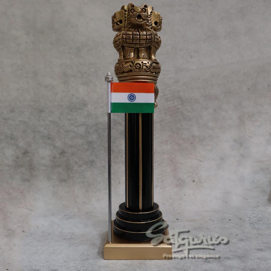 Indian National Emblem Pillar with Flag Table Decor By Satgurus