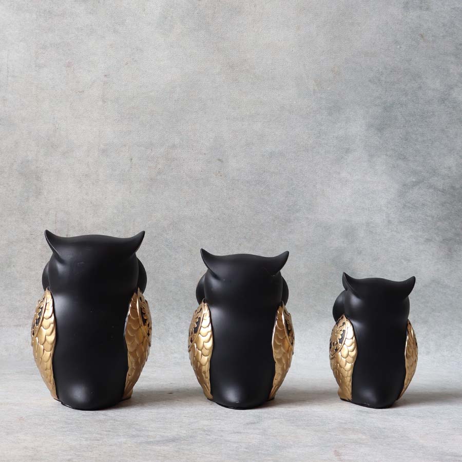 Black & Gold Owl Family Set By Satguru's
