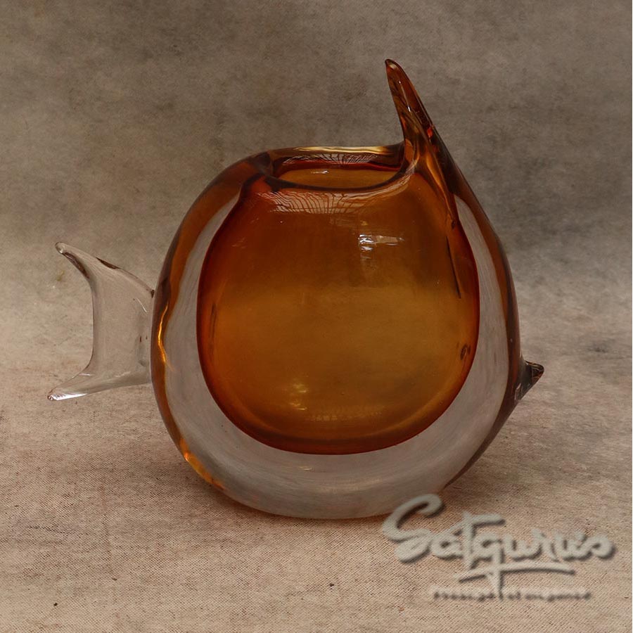 Murano Style Amber Glass Finish Vase By Satguru's