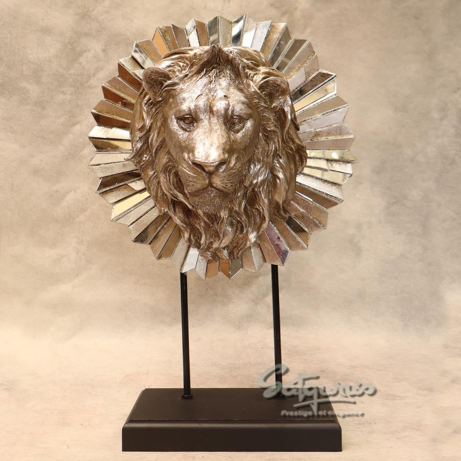 Lion Head Sculpture On Stand By Satguru's