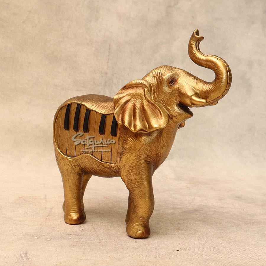 Golden Elephant Piano Keyboard ( Medium ) Statue By Satguru's