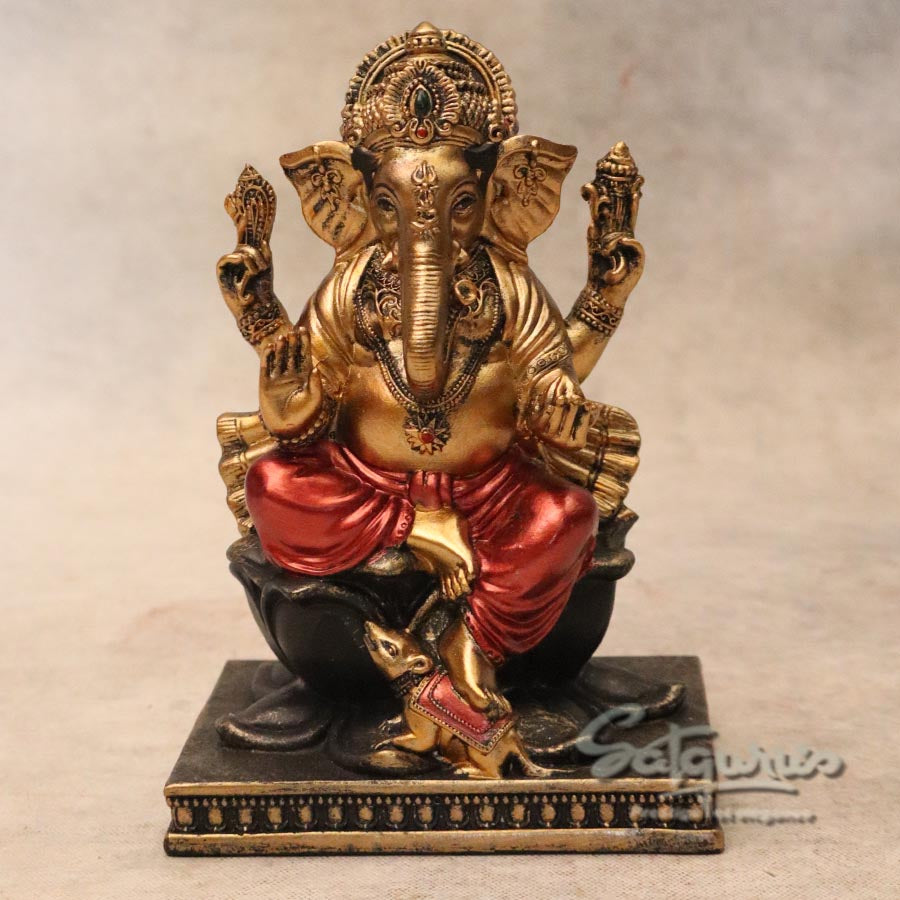 Small Lotus Base Ganesha Metallic By Satguru's
