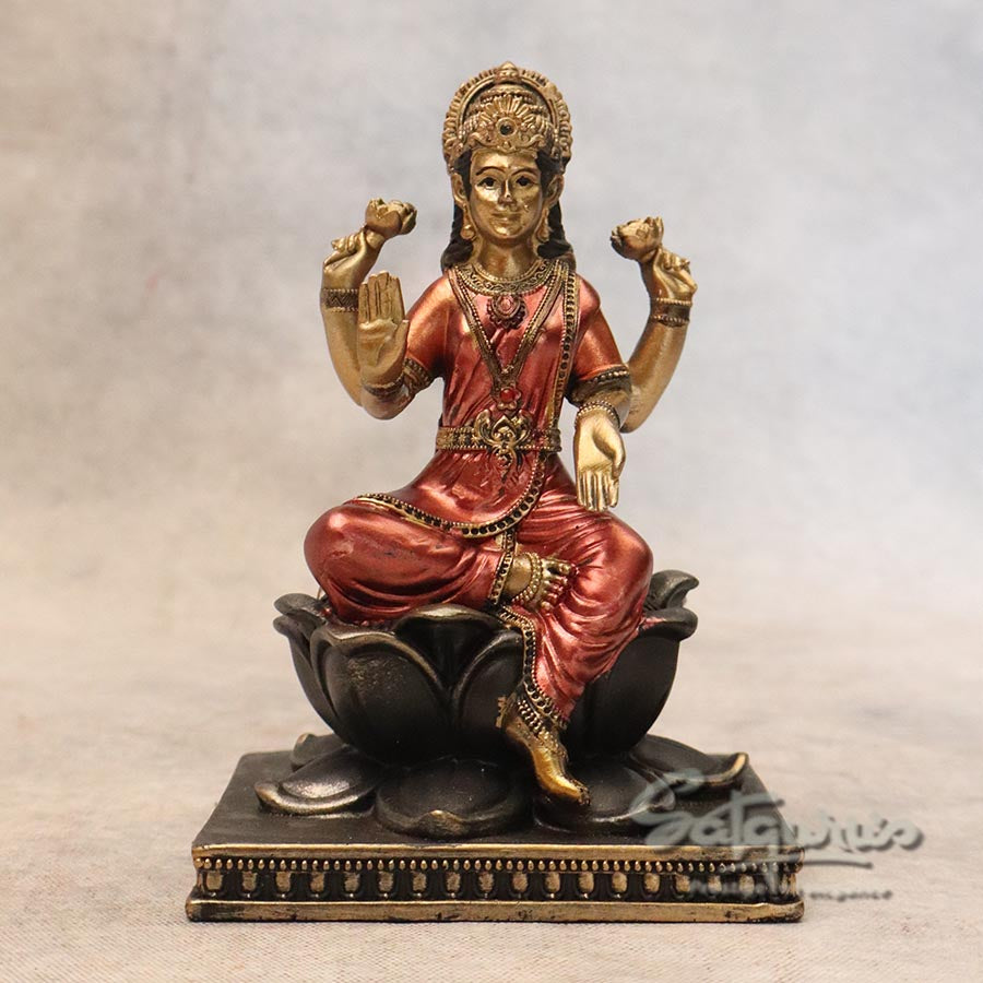 Small Lotus Base Laxmi Metallic Finish By Satguru's