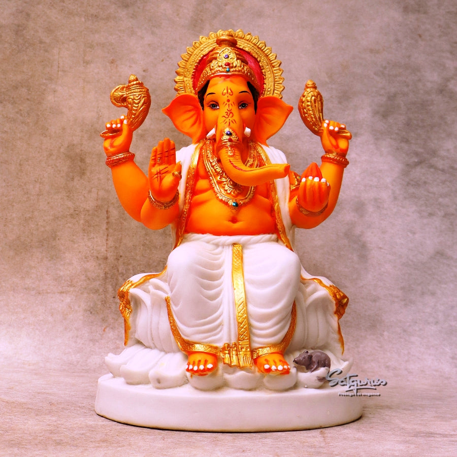 Orange Lotus Base Ganesha By Satguru's