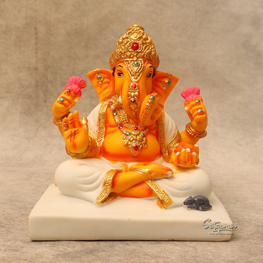 Small Dagdu Ganesha ( Orange )By Satguru's
