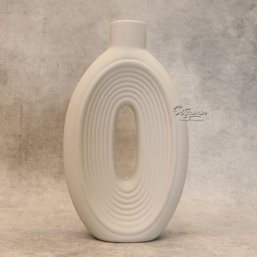 White Bottle Shape Ceramic Flower Vase By Satguru's