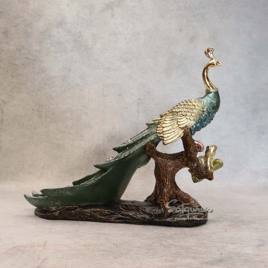 Peacock On Branch ( Gold ) By Satguru's