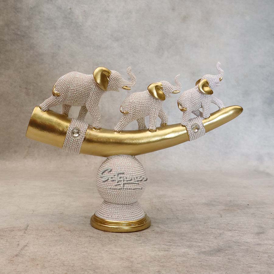 3 Elephant On Tusk ( White Gold ) By Satguru's