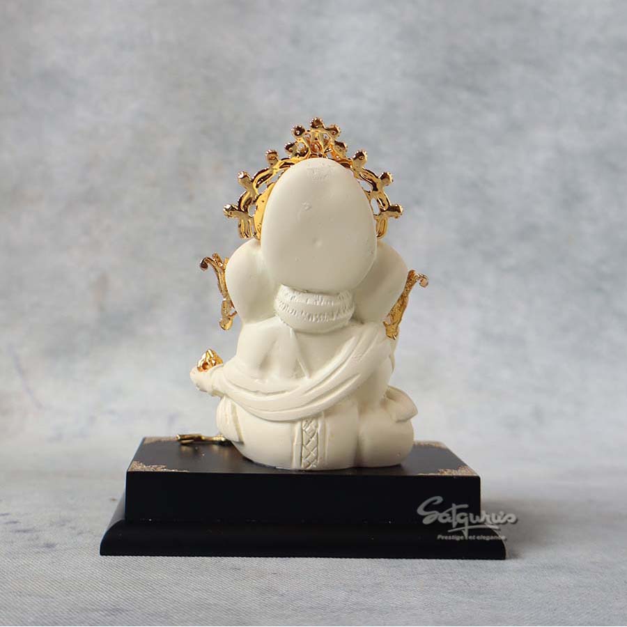 Ivory Lord Ganesha Idol On Base By Satguru's