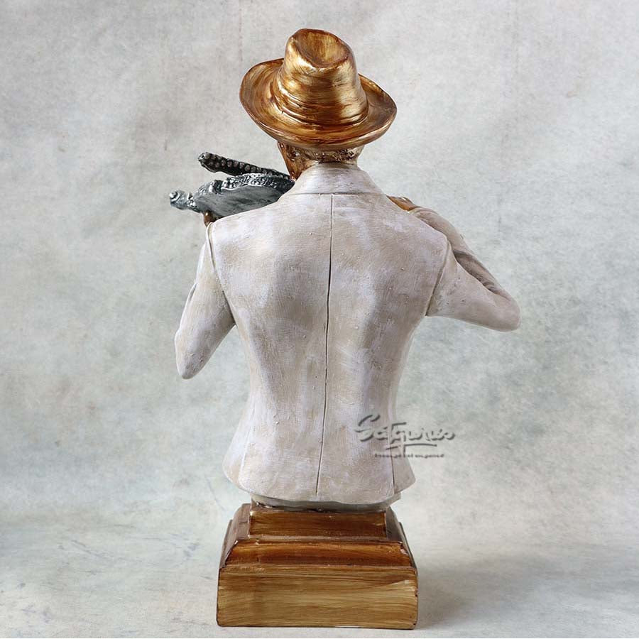 Vintage Male Violinist Bust Sculpture By Satguru's