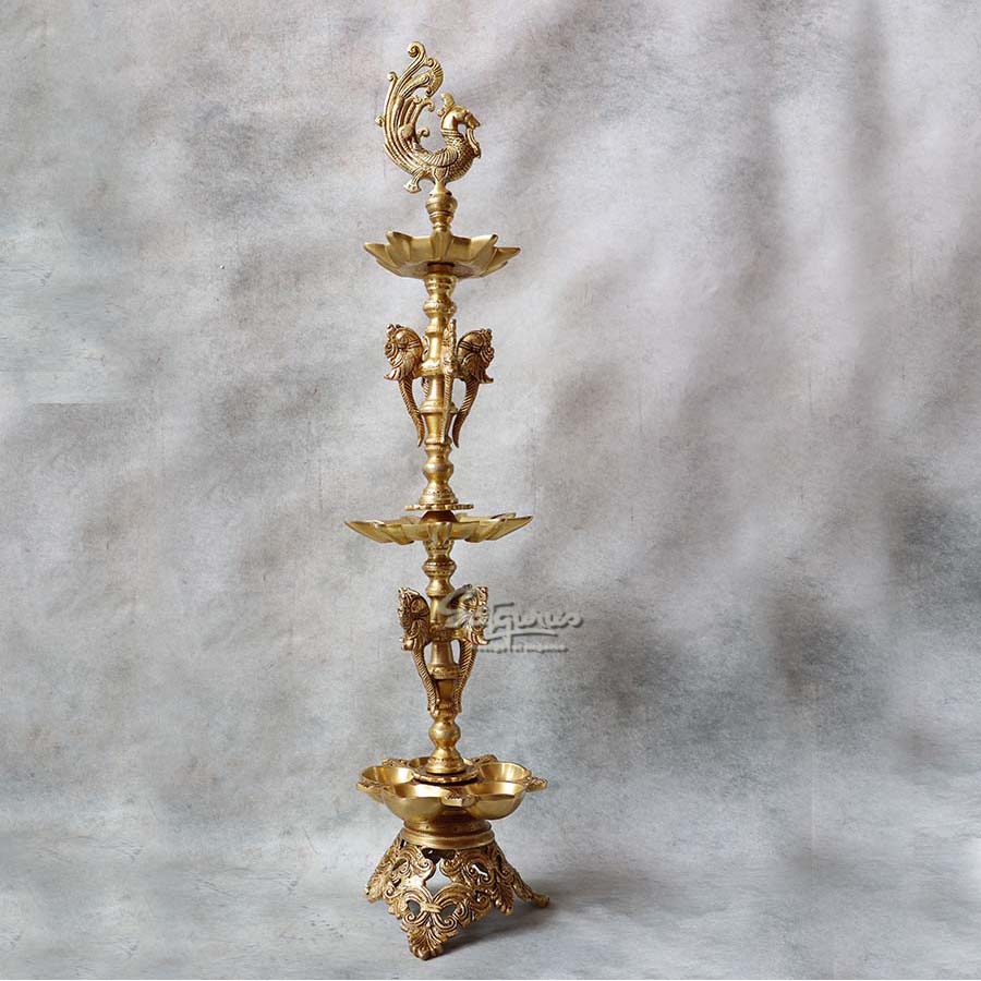 Brass Yellow Gold Lamp Annam By Satguru's