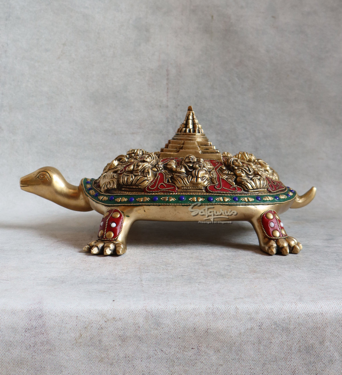 Brass Ring Stone Tortoise Shree Yantra By Satguru's
