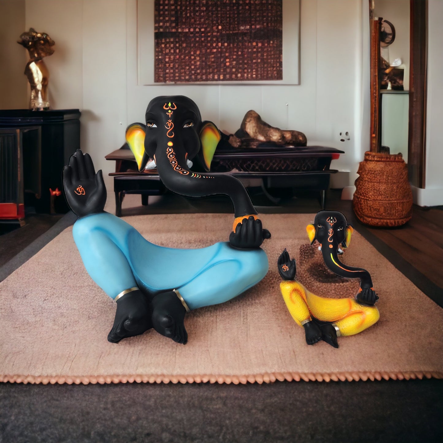 Abstract Modern Laddu Ganesha Balck/Blue Big by Satgurus