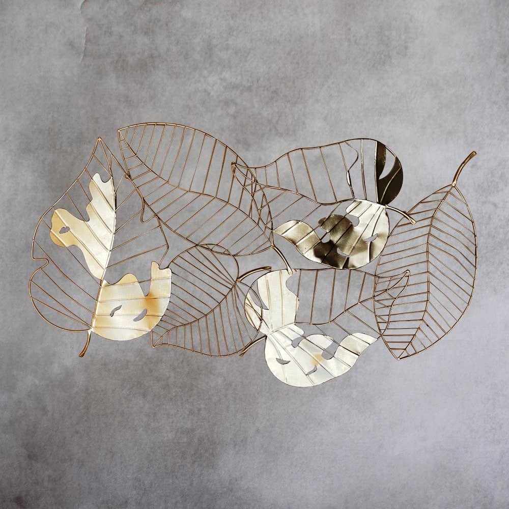 Gold Cutout Leaves Designer Mural / A - By Satgurus
