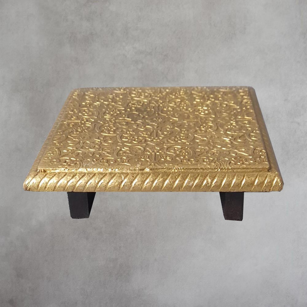 Wood and Brass Work Chowki Square By Satgurus