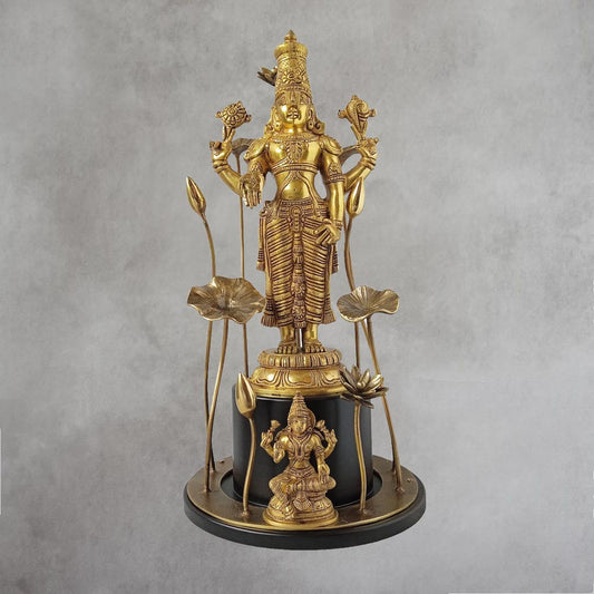 Brass Vishnu On Flower by Satgurus