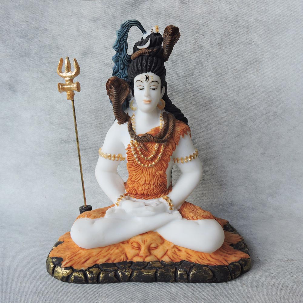 Shiva Sitting In White/Orange Finish by Satgurus