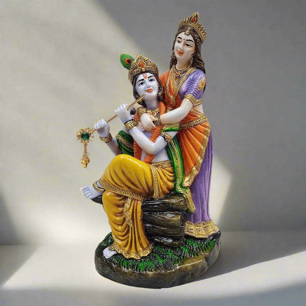 Radha Krishna Sitting On Stone by Satgurus
