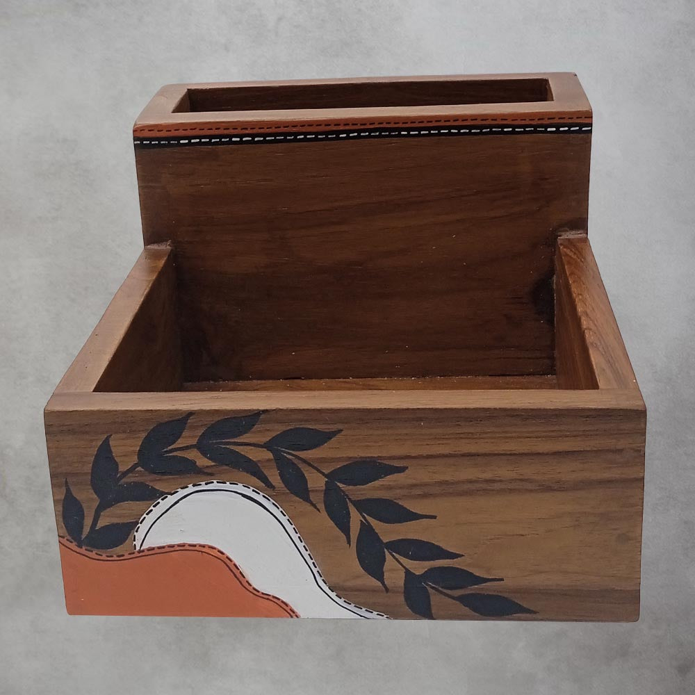 Teak Leaves Cutlery Holder Large by Satgurus