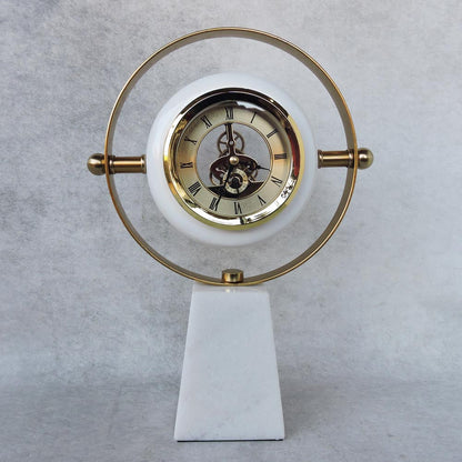 Marble With Metal Ring Table Clock by Satgurus