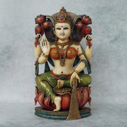 Laxmi Sitting On Lotus Base By Satgurus / C'ment