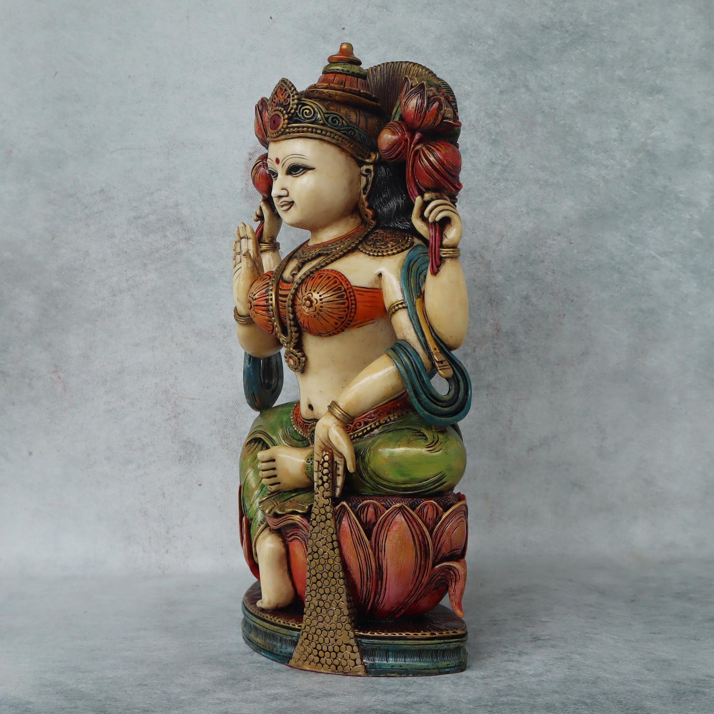 Laxmi Sitting On Lotus Base By Satgurus / C'ment