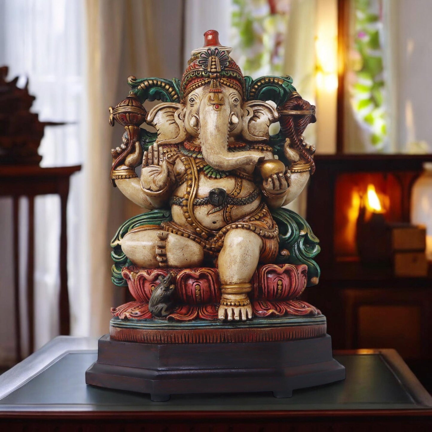 Ganesha Seated On Lotus Base by Satgurus