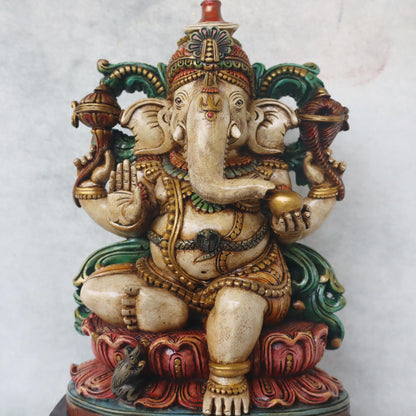 Ganesha Seated On Lotus Base by Satgurus