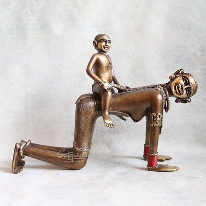 Bell Metal Mother And Child On Back By Satguru's