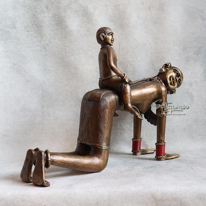 Bell Metal Mother And Child On Back By Satguru's