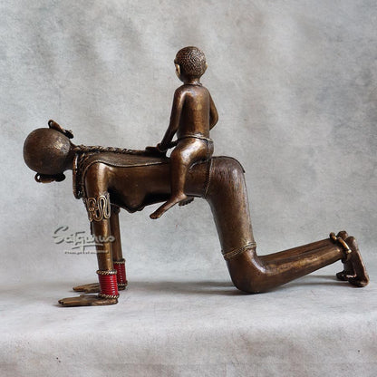 Bell Metal Mother And Child On Back By Satguru's