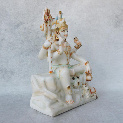 Marble Shiva Sitting With Nandi by Satgurus