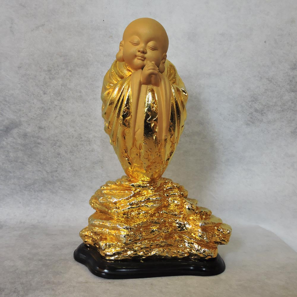 Monk Statue In Matt Gold Finish by Satgurus