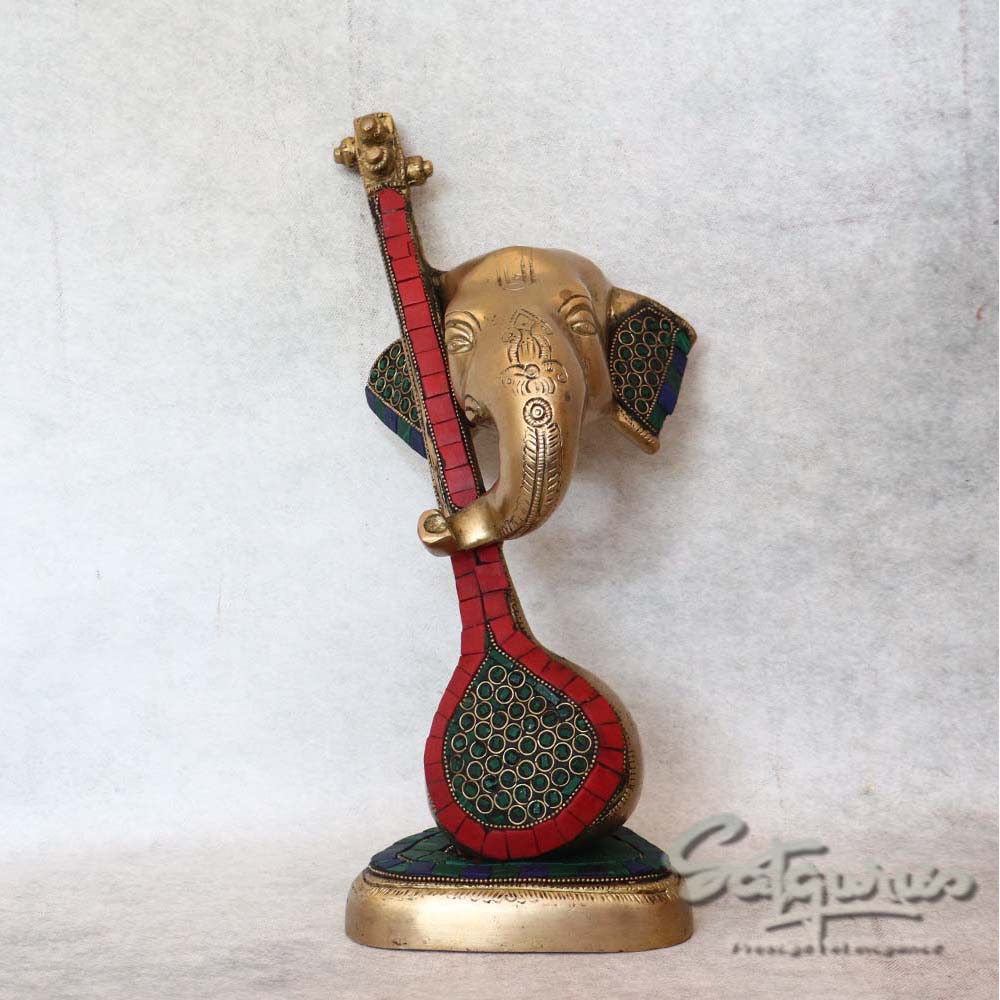 Brass Veena Ganesha Ring Work By Satguru's