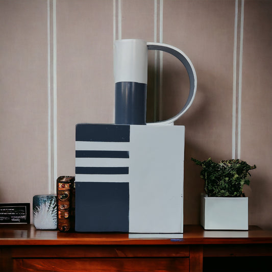 Box Handle Blue Line Vase - By Satgurus